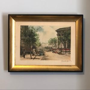 Antique Pencil Etching of a City - Charles Moulin